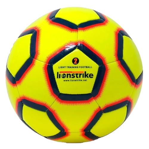 Lionstrike Größe 2 Lite-Fußball mit NeoBladder-Technologie, Leichter Kinder-Fußball (Alter 2–4), Jungen/Mädchen, Indoor- oder Outdoor-Trainings-/Coaching-Fußball (Gelb) von Lionstrike