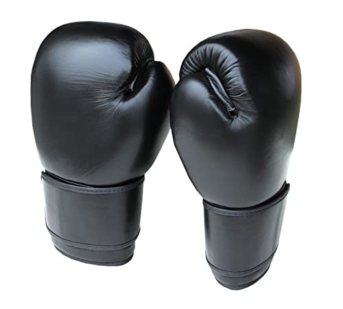 LISARO Boxhandschuhe aus Echtem Leder besten Qualität für Lange Haltbarkeit für Männer, Frauen Jugend und Kinder. Kickboxhandschuhe für Kampfsport, MMA, Sparring, Muay Thai und Boxen. schwarz (14 OZ) von Lisaro
