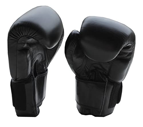 LISARO Boxhandschuhe aus Echtem Leder besten Qualität für Lange Haltbarkeit für Männer, Frauen Jugend und Kinder. Kickboxhandschuhe für Kampfsport, MMA, Sparring, Muay Thai und Boxen. schwarz (10 OZ) von lisaro