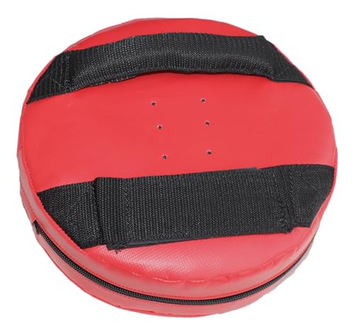 LISARO Top Coach Pratzen/Box Shield/Box-Schlagpolster/Maße Ca. 25 X 9 cm/VENYL-PU RUND Tellerpratzen, Handpratzen, Trainerpratzen, Schlagkissen Focusmitt Coaching pro Stück (Rot) von Lisaro