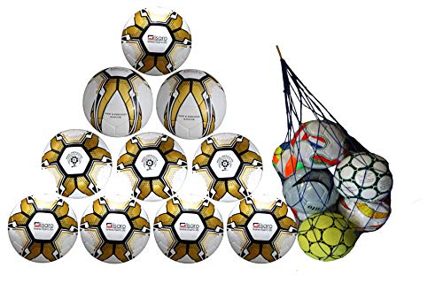 Lisaro 10 Fußbälle / 10er Ballpaket Wettspielball Gr. 5 + Gratis Ball-Netz | 415-425 g von Lisaro