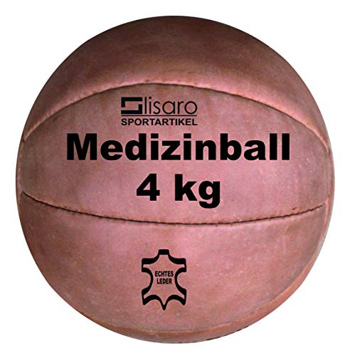 lisaro Medizinball aus Echt-Leder | Superqualität | Vintage (Retro-Look) | Gymnastikball | Gewichtsball | Slamball | 4 kg von lisaro