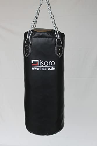 Lisaro Profi Boxsack/Sandsack 100/120/150 cm | geeig. für Jede Sportart | ungefüllt | inkl. Vierpunkt - Stahlkette | Material Kunstleder (Vinyl) | Studioqualität (100 x 35 cm) von lisaro