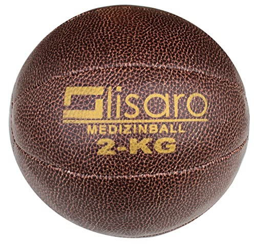 Lisaro Profi Medizinball | Kunstleder | Braun | Top Qualität | Gewichtsball | Trainingsball | Slamball | Fitness Ball (2kg) von Lisaro