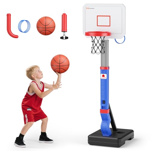 Lischwert Basketballkorb Kinder Set mit Höhenverstellung Inklusive Bälle und Luftpumpe - Indoor und Outdoor Mini Basketballkörbe für Kinder von 3 bis 8 Jahren von Lischwert