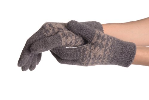 Angora Slate Grey Fair Isle Knitted Gloves - Grau Handschuhe Einheitsgroesse von LissKiss