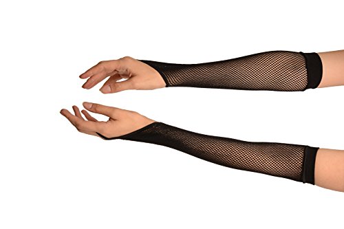 Black Fishnet Finger Loop Party Gloves - Schwarz Handschuhe, Einheitsgroesse (35 cm) von LissKiss