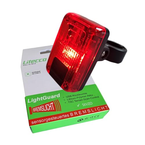 LED Akku-Rücklicht mit Bremslicht Litecco LightGuard mit Bremslicht USB von Litecco