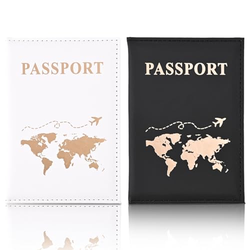 Lithyc 2 StüCk Passport Cover, HüLle Reisepass, Kunstleder ReisepasshüLle Halter, Reisedokumentenhalter Aus Pu-Leder,Geeignet für Ausweise, Visitenkarten, Kreditkarten und Reisedokumente von Lithyc