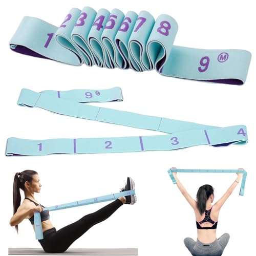 Lithyc Yoga Stretching Gurt – Yoga Gurte – 9 Ringe Flex Strap – Elastisch Stretching BäNder für Yoga, Tanz und GymnastiküBungen (Blau) von Lithyc