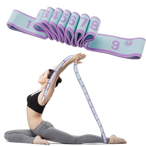 Lithyc Yoga Stretching Strap – 9 Ringe Yoga Stretching GüRtel – Yoga Stretching Band – Yoga Stretch Gurt Geeignet für Yoga, Tanz und GymnastiküBungen (Blau Lila) von Lithyc