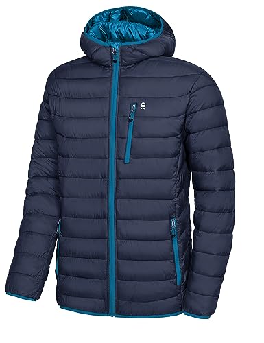 Little Donkey Andy Men's Packable Lightweight Puffer Jacket Hooded Windproof Winter Coat with Recycled Insulation Deep Blue M von Little Donkey Andy