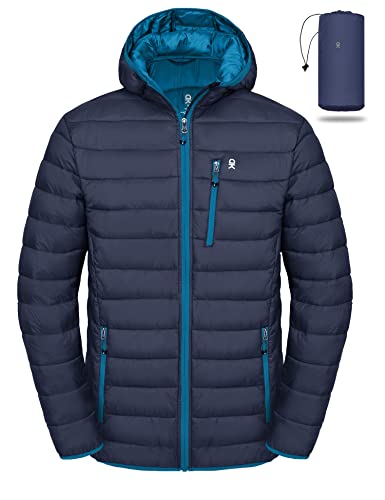 Little Donkey Andy Men's Packable Lightweight Puffer Jacket Hooded Windproof Winter Coat with Recycled Insulation Deep Blue S von Little Donkey Andy