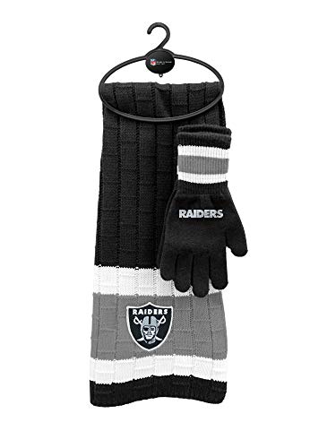 Littlearth NFL Unisex NFL Schal und Handschuh Geschenkset, Unisex, Nfl, Schwarz, Grau, 2-piece set von Little Earth