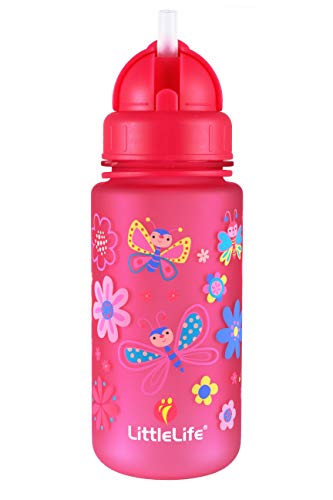 LittleLife Trinkflasche mit Strohhalm für Kinder, einfach zugängliche Trinköffnung, 400 ml von LittleLife