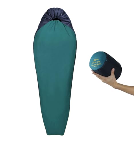 Litume Leichter Schlafsack für Erwachsene, 570g, Sommer Rucksack-Schlafsack, kompakter Faltbarer isolierender Mumiensack (Tiefes Blaugrün) von Litume