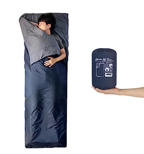 Litume kombinierbarer, Schlafsack für Erwachsene, Doppelschlafsack, 1,5 lbs/720 g, 10 °C–20 °C/50 °F–68 °F, Kleiner Packsack für kompakte Camping-Wanderungen (Dunkelblau US) von Litume