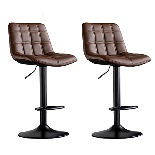 Bar Stools Swivel Adjustable Set of 2 Breakfast Barstools with Back Leather Padded Bar Stool Swivel Metal Gas Lift Bar Chairs for Kitchen Counter Island von LiuGUyA