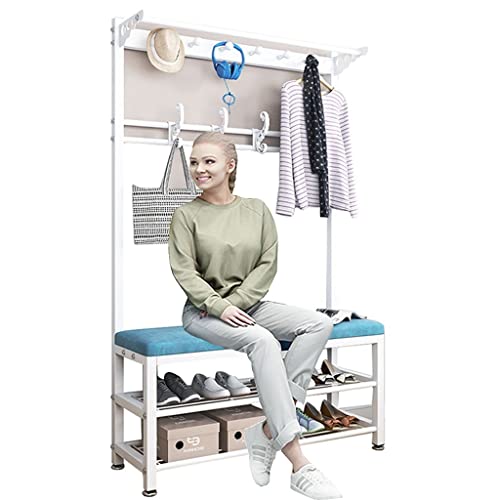 Exquisite Clothes Rail Rack Shoe Bench Coat Stand Rack Hanger Coat Rack Coat Rack With Shoe Bench 3-In-1 With Storage Bench For Entryway Metal Coat With Shelf And Hanging Hook For Garment Coats von LiuGUyA