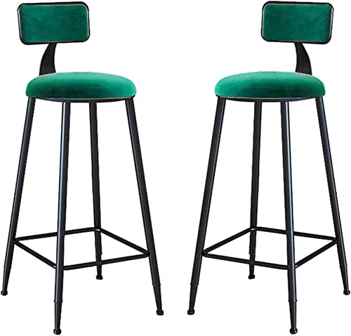 LiuGUyA Bar Stool Counter Height Cafe Bar Chairs, Set of 2 Bar Stools Velvet Padded Bar Chairs with Backrest & Footrest Barstools Breakfast Kitchen von LiuGUyA