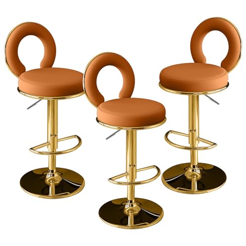 LiuGUyA Bar Stools with Back Modern PU Leather Swivel Counter Height Barstools Adjustable Stylish Ring Design Chairs for Kitchen Islands Orange-Set of 3 von LiuGUyA