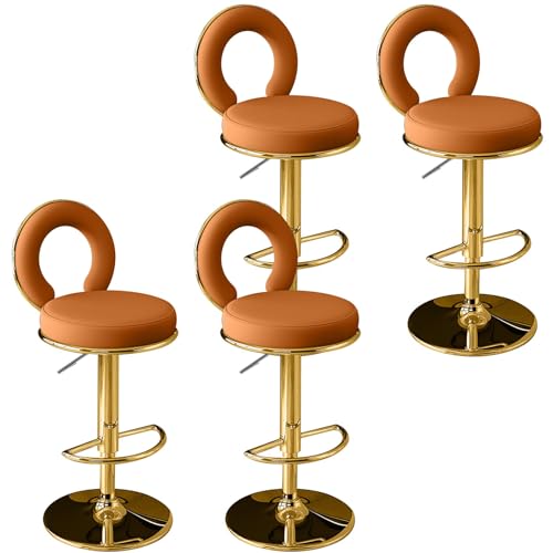 LiuGUyA Bar Stools with Back Modern PU Leather Swivel Counter Height Barstools Adjustable Stylish Ring Design Chairs for Kitchen Islands Orange-Set of 4 von LiuGUyA