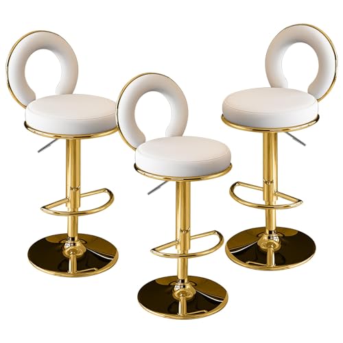 LiuGUyA Bar Stools with Back Modern PU Leather Swivel Counter Height Barstools Adjustable Stylish Ring Design Chairs for Kitchen Islands White-Set of 3 von LiuGUyA
