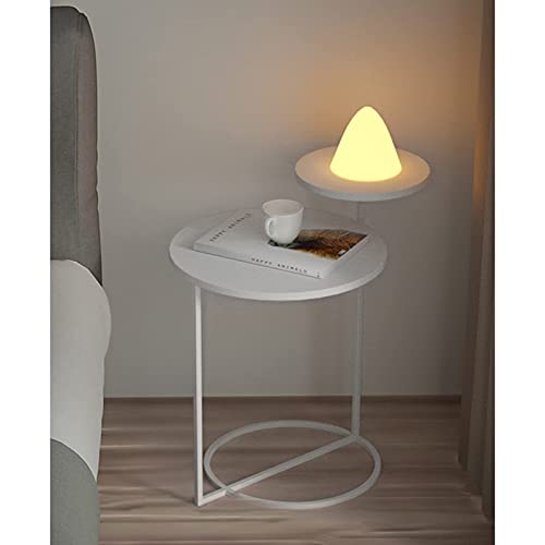 LiuGUyA Bedside Table Small Round Table，Bedroom Mini，Bedside Table Minimalist Wrought Iron，Round Bedside Table，Side Table ， Shelf End Table 35 * 35 * 55cm(Size:Large,Color:White) Needed von LiuGUyA