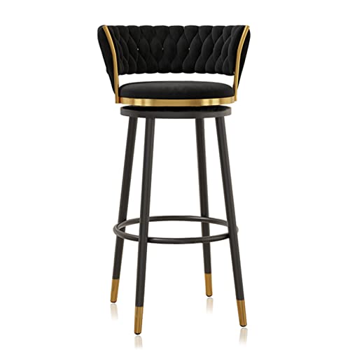 LiuGUyA Counter Height Bar Stools Set of 1 with Back, Modern Black Metal Footrest, 360 ° Swivel Upholstered Bar Chairs Island Stools Support 330LBS,25.6'' H,Black von LiuGUyA
