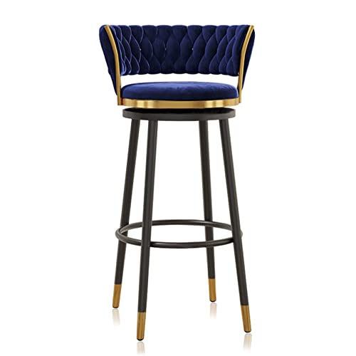 LiuGUyA Counter Height Bar Stools Set of 1 with Back, Modern Black Metal Footrest, 360 ° Swivel Upholstered Bar Chairs Island Stools Support 330LBS,29.5'' H,Blue von LiuGUyA