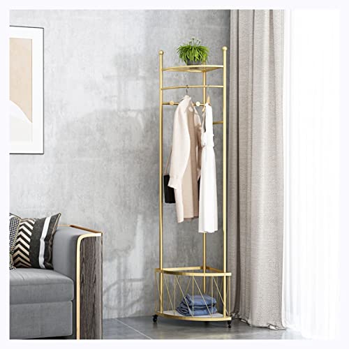 LiuGUyA Exquisite Clothes Rail Rack Clothing Rack with Shelves, Clothes Rack for Hanging Clothes, Coat Rack, Hat Hanger Hall Tree, Small Corner Coat Rack/Gold von LiuGUyA