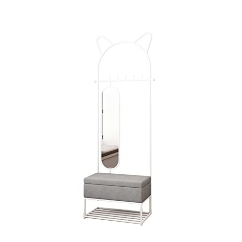 LiuGUyA Exquisite Clothes Rail Rack Coat Rack with Mirror,Free Standing with Shoe Stool,Nordic Innovative Design Hallway Coat Hanger,70x40x190cm,for Entryway Bedroom Living Room von LiuGUyA
