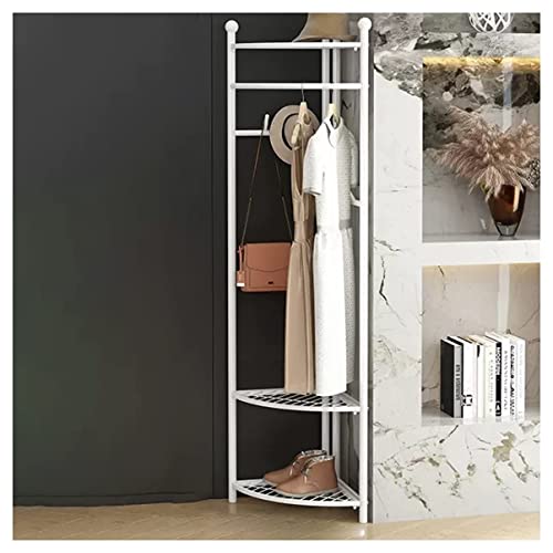 LiuGUyA Exquisite Clothes Rail Rack Gold Clothing Racks Freestanding Entryway Coat Rack with Metal Hooks Freestanding Clothes Rack Shoes Shelf Organizer for Home Office Bedroom/White/Laminate von LiuGUyA