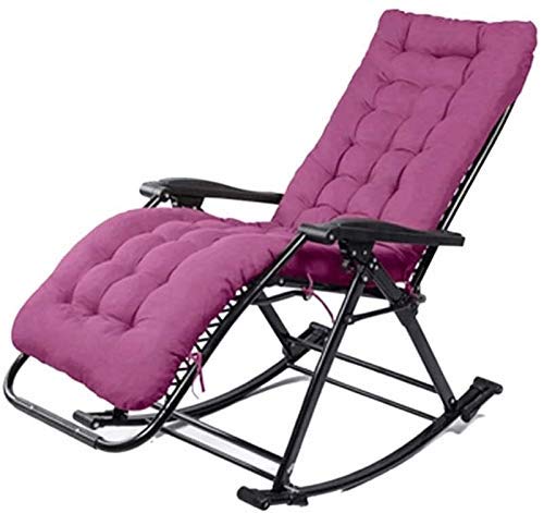 LiuGUyA Lazy Chair Fold Rocking Chair Simple Balcony Rocking Chair Adult Nap Chair Portable Folding Chair Old Leisure Chair Home with Thick Cotton Pad (Color : Gray) (Pink) von LiuGUyA