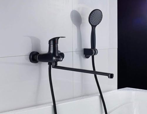 LiuGUyA Luxury Long Outlet Bathtub Faucet Wall Mounted Long Nose Bathtub Sink Mixers with Hand Shower Plastic Bracket Black Bronze- C von LiuGUyA