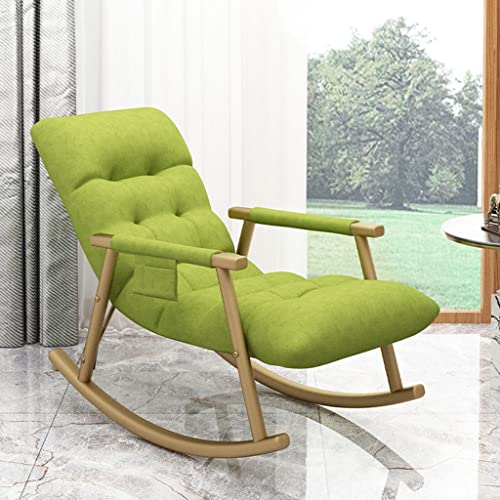 LiuGUyA Mid-Century Fabric Rocker, Leisure Rocking Chair, Living Room Rocking Chair, Lazy Boy Recliner, Adult Nap Chair, Home Getaway Chair (Color : Green, Size : 96 * 59 * 83cm) von LiuGUyA