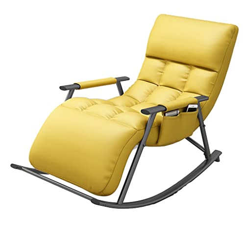 LiuGUyA Mid Century Modern Rocking Chair, Recliner Chair for Bedroom, Swinging Recliner, Upholstered Padded Seat, for Home Living Room, Bedroom, Lounge (Color : Yellow, Size : 110 * 60cm) von LiuGUyA