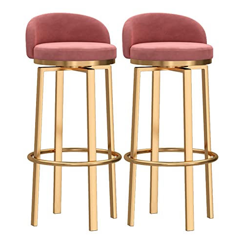 LiuGUyA Modern Bar Chairs Set of 2, Velvet Upholstered Bar Stools Counter Stools with Backrest and Gold Metal Legs, Leisure Bar Chairs,Pink von LiuGUyA
