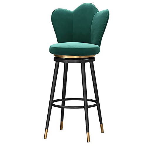 LiuGUyA Modern Bar Stools, Velvet Upholstered Counter Height Swivel Bar Chair with Back, Black Metal Legs, Seat Height 65cm, 1PC von LiuGUyA