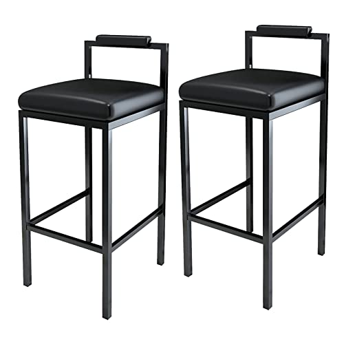 LiuGUyA Modern Faux Leather Bar Stools Set of 2, Thick Padding Kitchen Stool, Bar Chairs with Backset Metal Legs, Seat Height 75cm von LiuGUyA