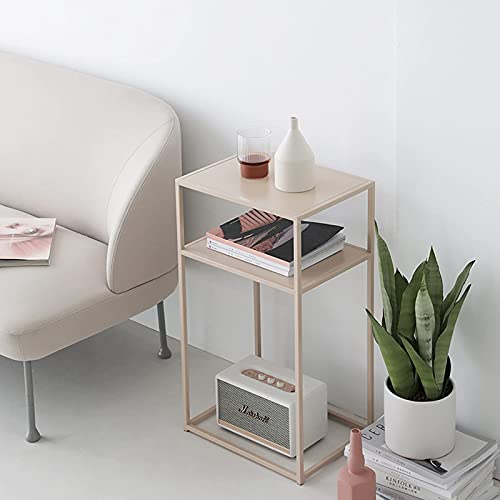 LiuGUyA Simple Bedside Table，2 Levels of Storage Space，A Few On The Side of The Sofa,Iron Floor Double-Layer Rack，Side Table Open Storage Shelf(Size:40 * 30 * 70cm,Color:apricot) Needed von LiuGUyA
