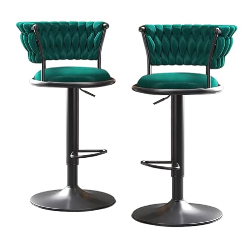 LiuGUyA Swivel Bar Stools Set of 2 Adjustable Airlift Counter Height Bar Stool Kitchen Dining Cafe Hydraulic Velvet Bar Chair with Woven Back and Black Chromed Metal Base von LiuGUyA