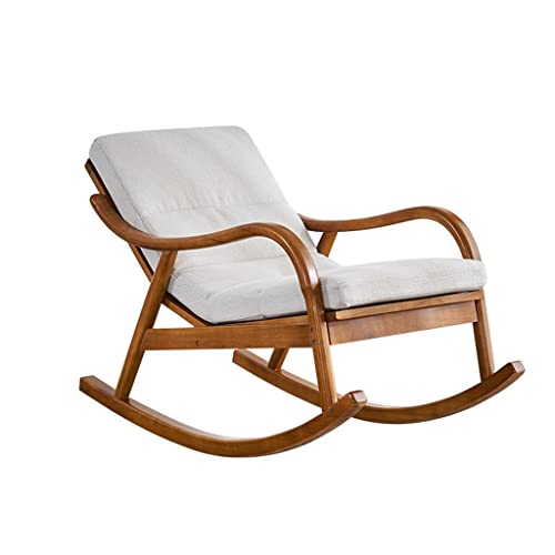 Modern Chaise Lounge, Solid Wood Rocking Chair, Comfortable Armchair, Home Living Room Lazy Rocking, Bedroom Relax Chair, Home Getaway Chair (Color : White, Size : 120 * 65 * 76cm) von LiuGUyA