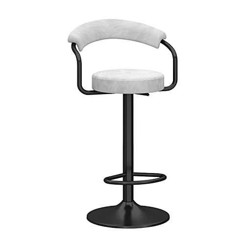 Swivel Bar Stools, Height Adjustable Counter Stools Bar Chairs, Velvet Kitchen Island Chair w/Back & black Footrest Barstools for Breakfast Kitchen Counter(Size:Seat height 45-60cm,Color:white) von LiuGUyA