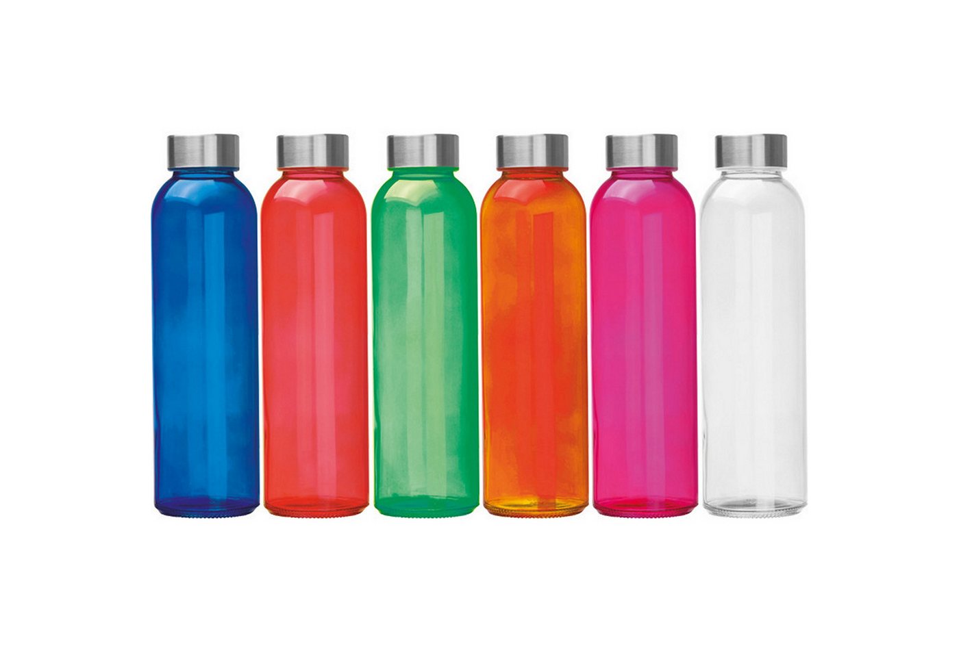 Livepac Office Trinkflasche 6x Trinkflasche / aus Glas / Füllmenge: 500ml / 6 verschieden Farben von Livepac Office