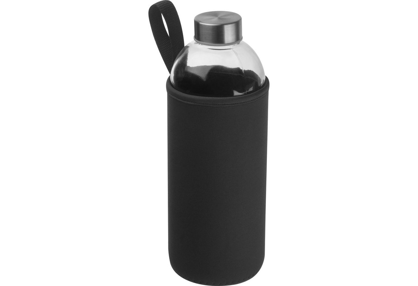 Livepac Office Trinkflasche Trinkflasche aus Glas mit Neoprensleeve / 1000ml / Neoprenfarbe: schwa von Livepac Office