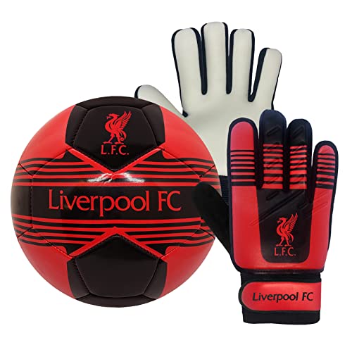Liverpool FC - Kinder Fußball-Set - Torwarthandschuhe & Fußball - Offizielles Merchandise Größe 4 - Jungen: 5-10 Jahre von Liverpool FC