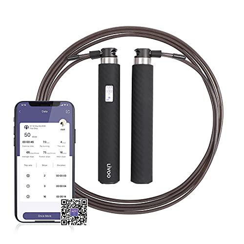 Springseil Erwachsene Fitness mit Zähler - Bluetooth Fitnessgerät für Zuhause App Smartphone - Seil zum Seilspringen Zählfunktion - Wiederaufladbar USB - Speed Rope Kalorienzähler von Livoo feel good moments