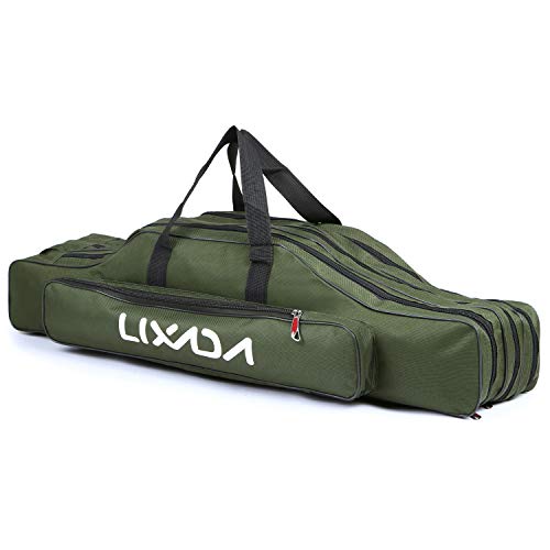 Lixada 3 Schicht Portable Folding Angelrute Tasche Angelrute Werkzeuge Aufbewahrungstasche Angelausrüstung Angelgerät Tasche,Rutentasche Rod Case für Angelruten,90/120/150 cm(optional) von Lixada