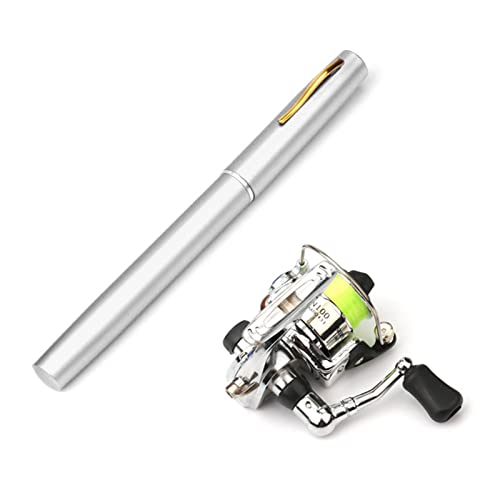 Lixada Angelausrüstung, 1M / 1,4M/1.6M Zusammenklappbar Angelrute Reel Combo Mini Pen Angelrute Kit 7 Farben-Feder-Form gefaltet Rute Rod Mit Rollenrad von Lixada